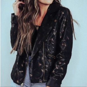 Rock & Republic Vegan Leather Cheetah Snakeskin Metallic Moto Jacket XL